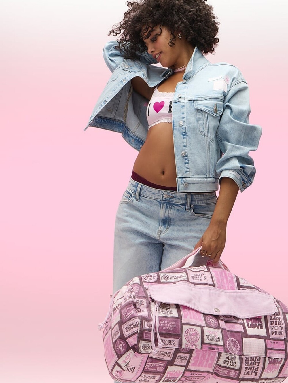 Victoria's Secret Pink Rolled Canvas Bag